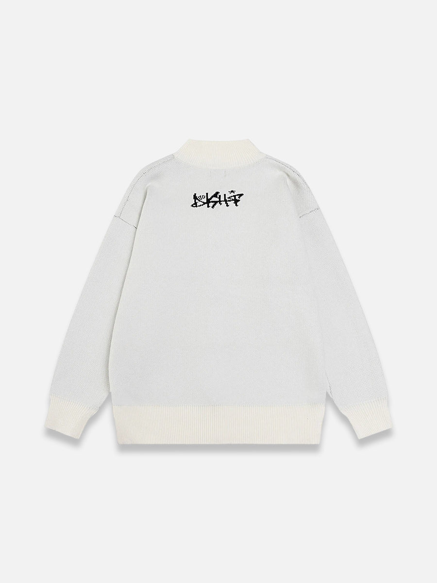 Letter Graphic Zipped Sweater