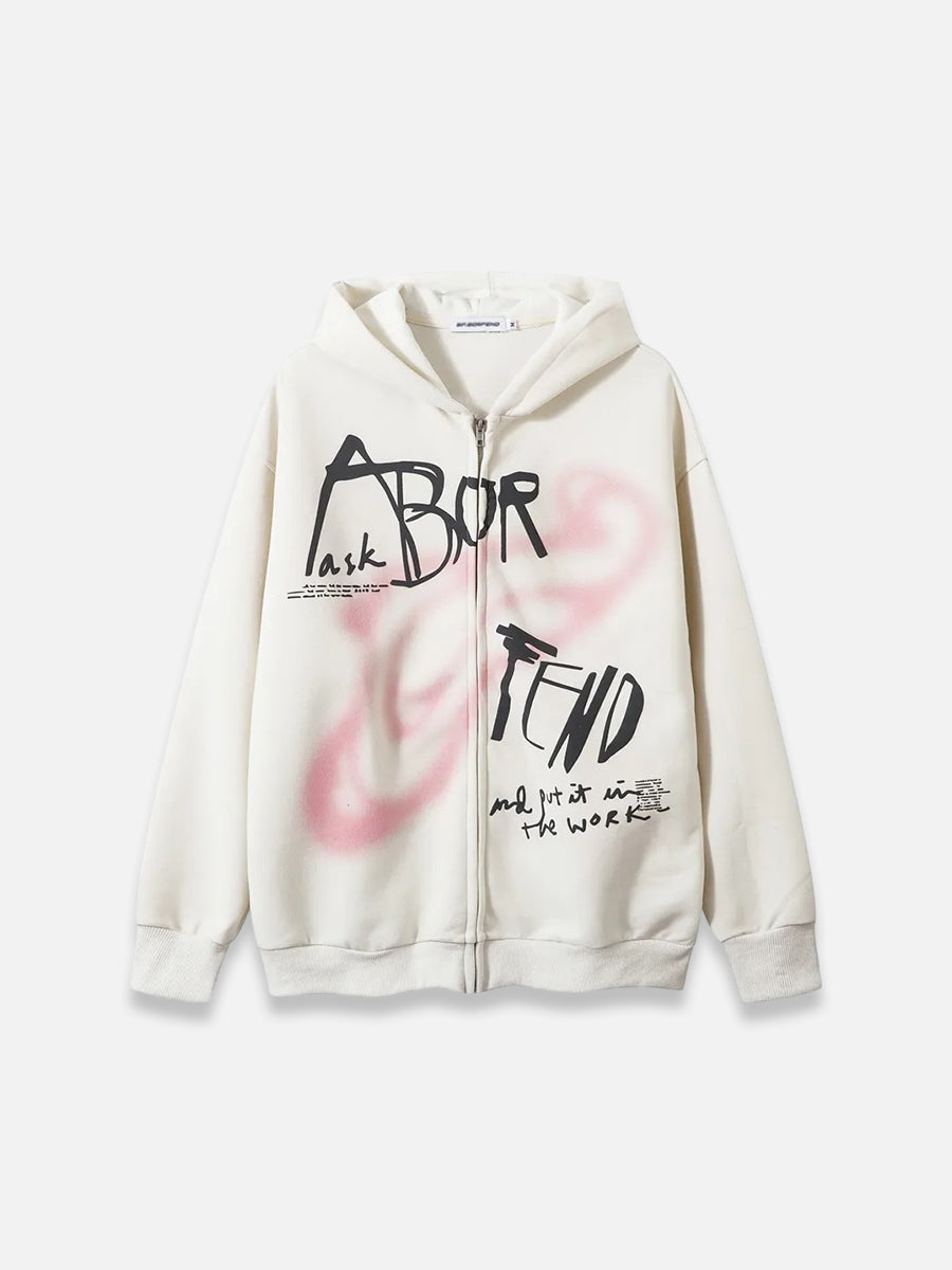 Aborfend Graphic Zip-up Hoodie