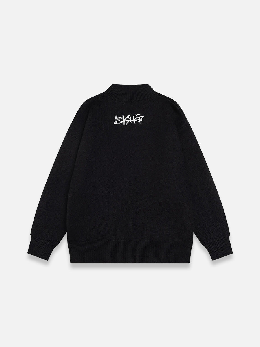 Letter Graphic Zipped Sweater