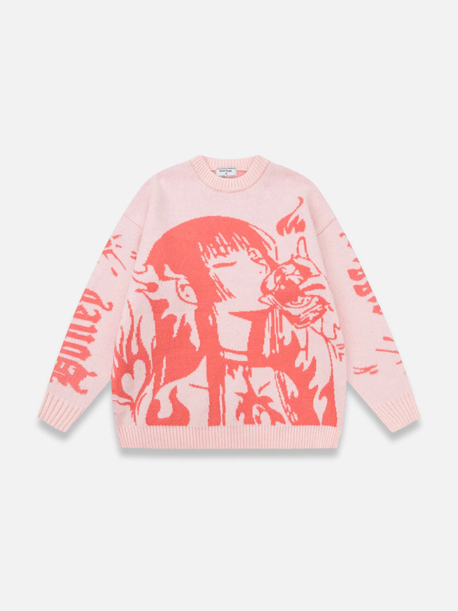 Anime Sweater | SimpleStreet pink / M