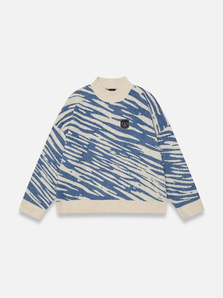 Striped Leopard Sweater Blue / S