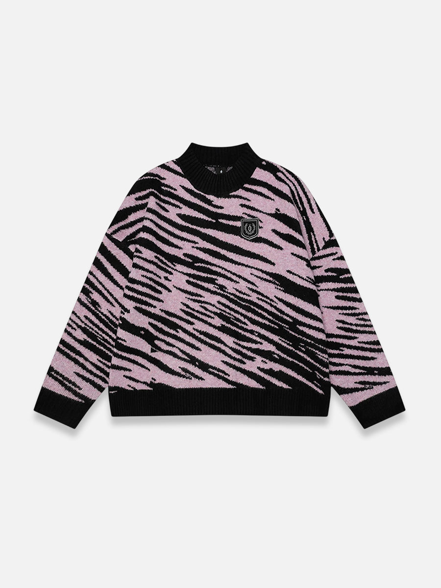 Striped Leopard Sweater Pink / S