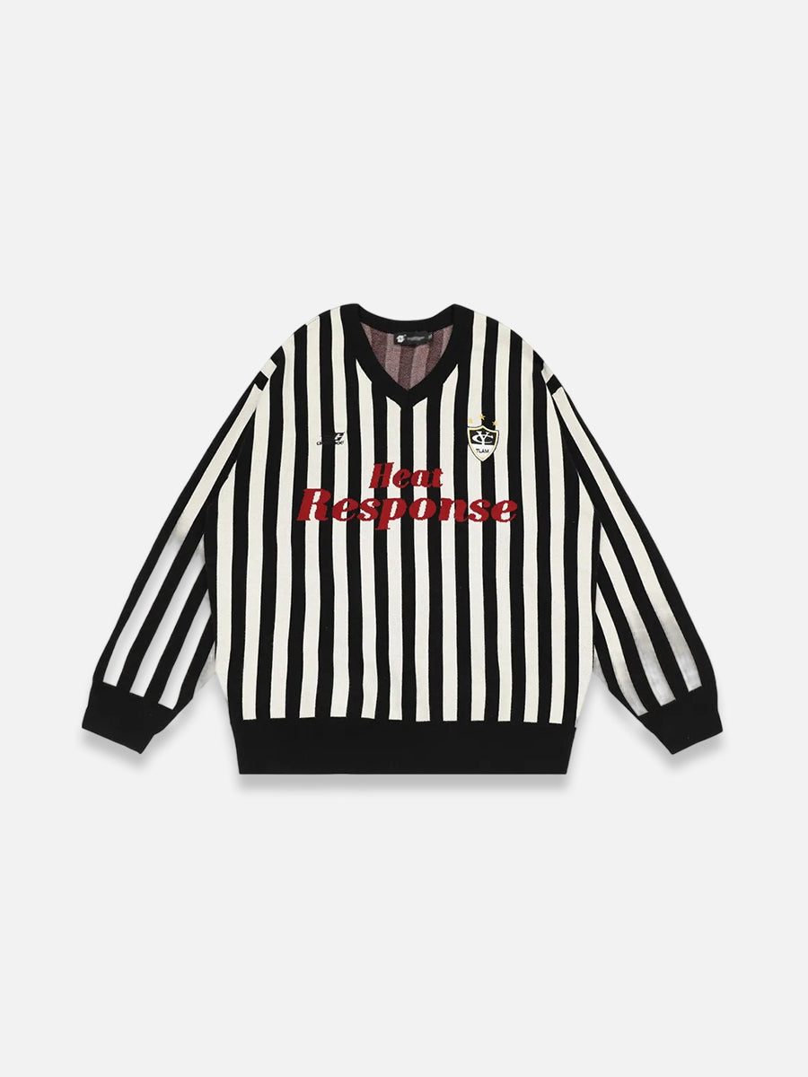 Vertical Stripe Knit Sweater Black / S