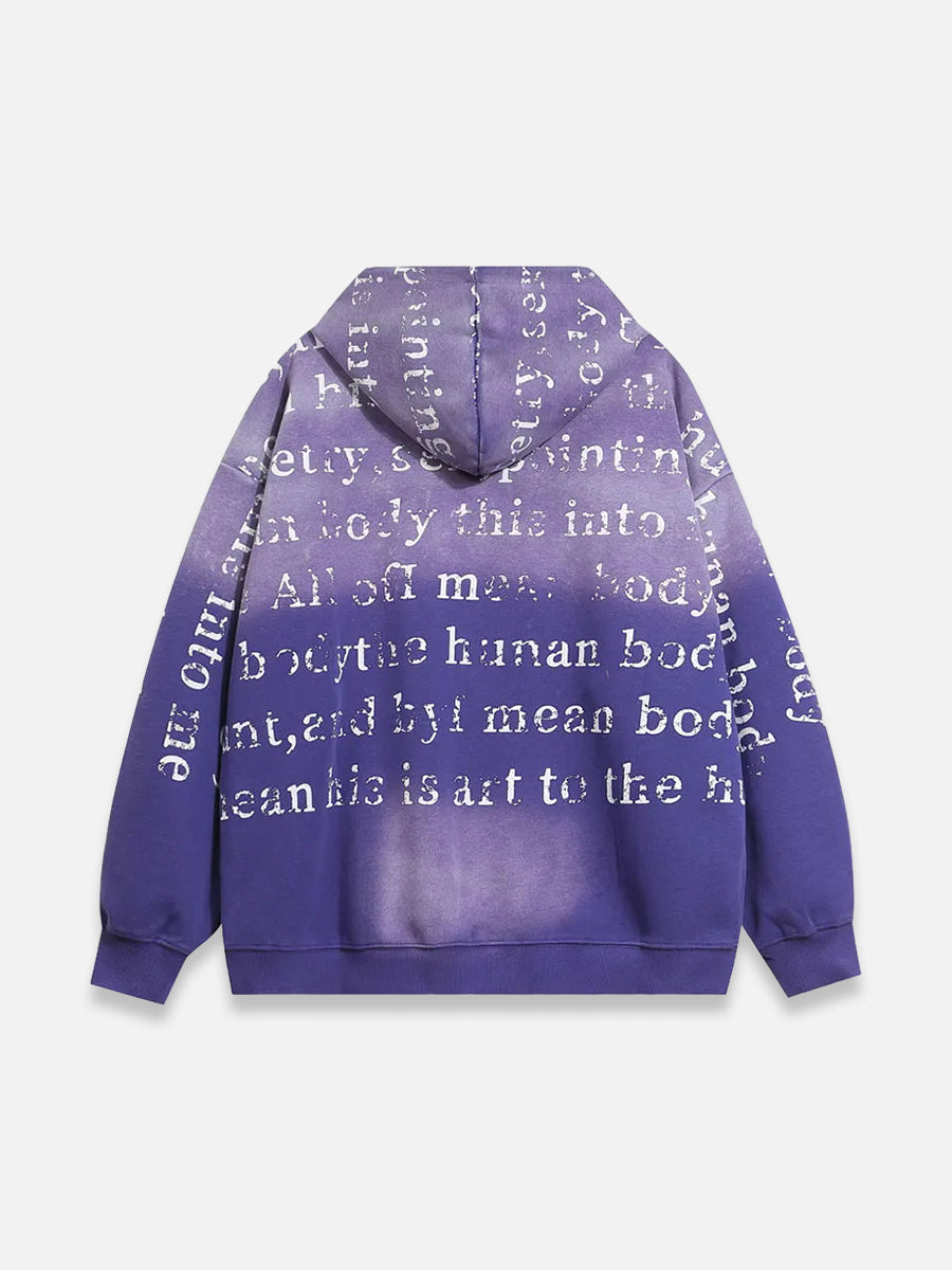 Letter Graphic Zip-Up Hoodie