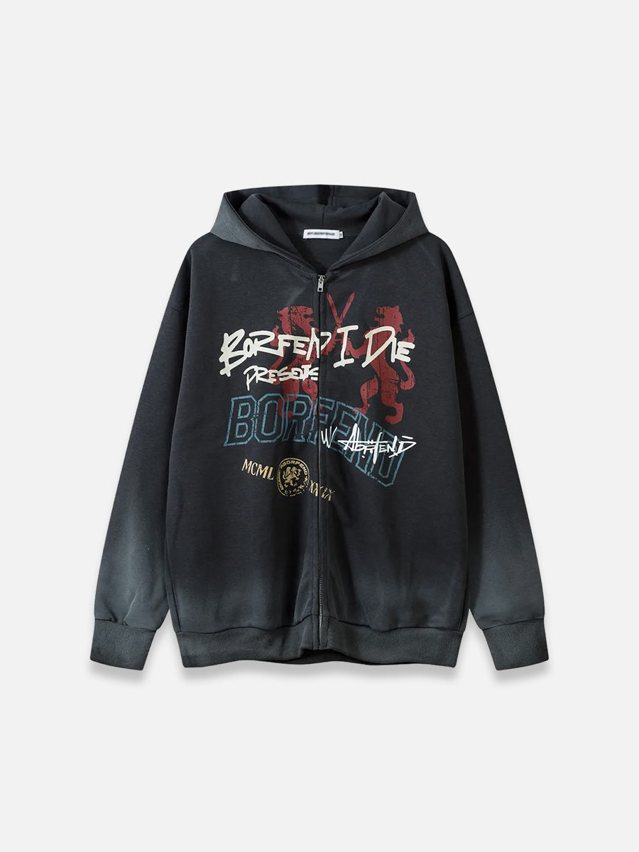 Lion Battle Zip-up Hoodie