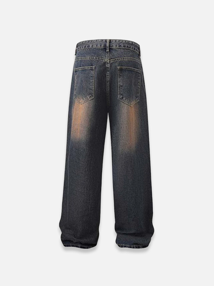 Irregular Hole Baggy Jeans