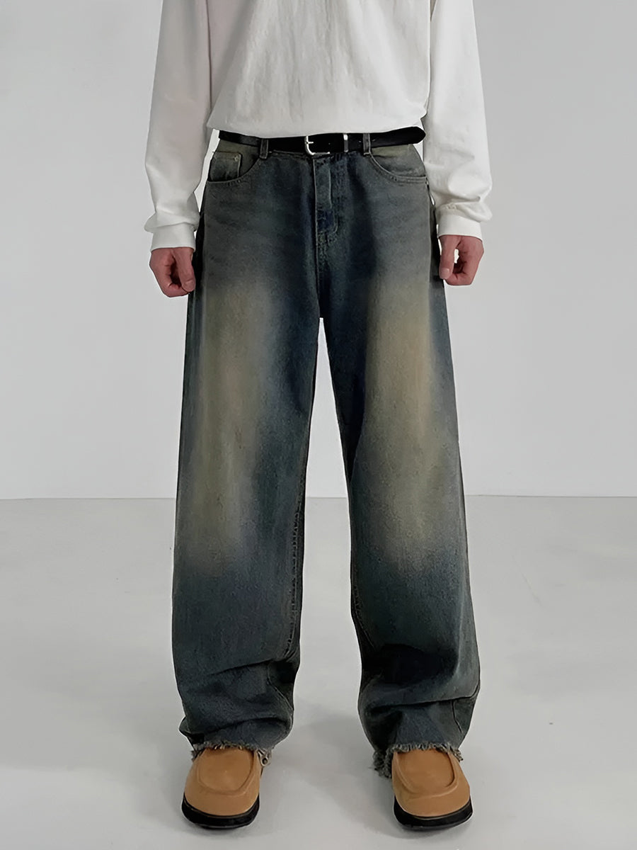 Dark Blue Washed Baggy Jeans