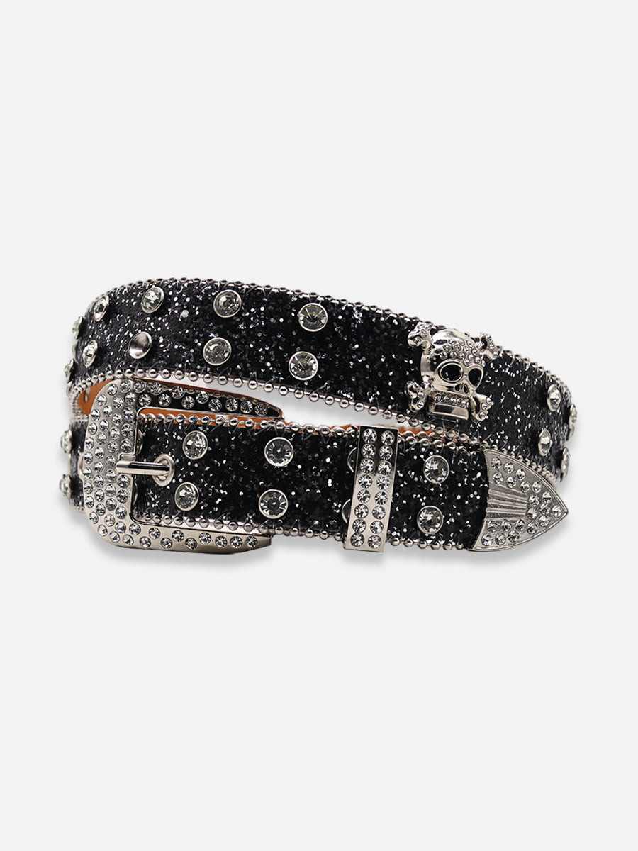 Skull And Crossbones Rhinestone Belt