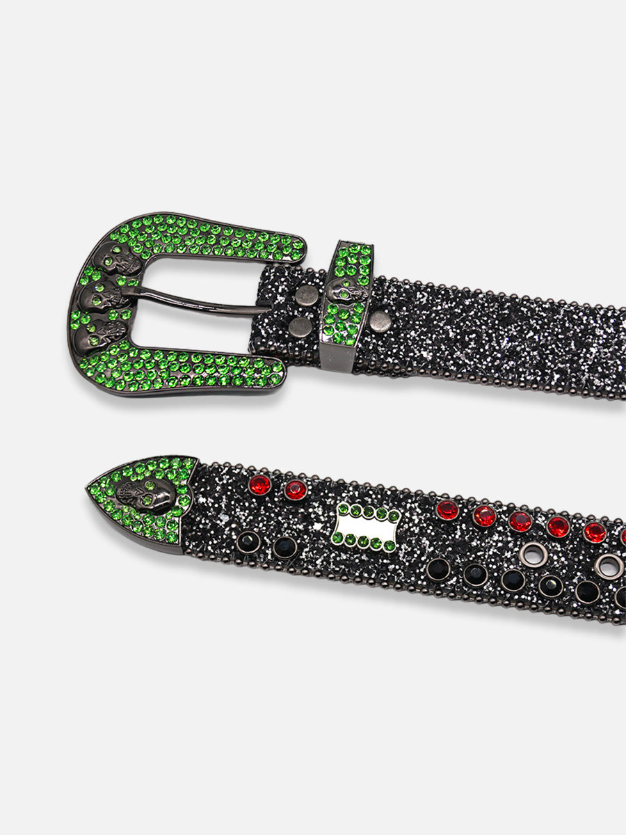 Death Skulls Rhinestone Belt