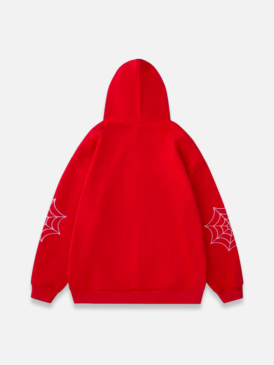 SPIDER WEB ZIP-UP HOODIE