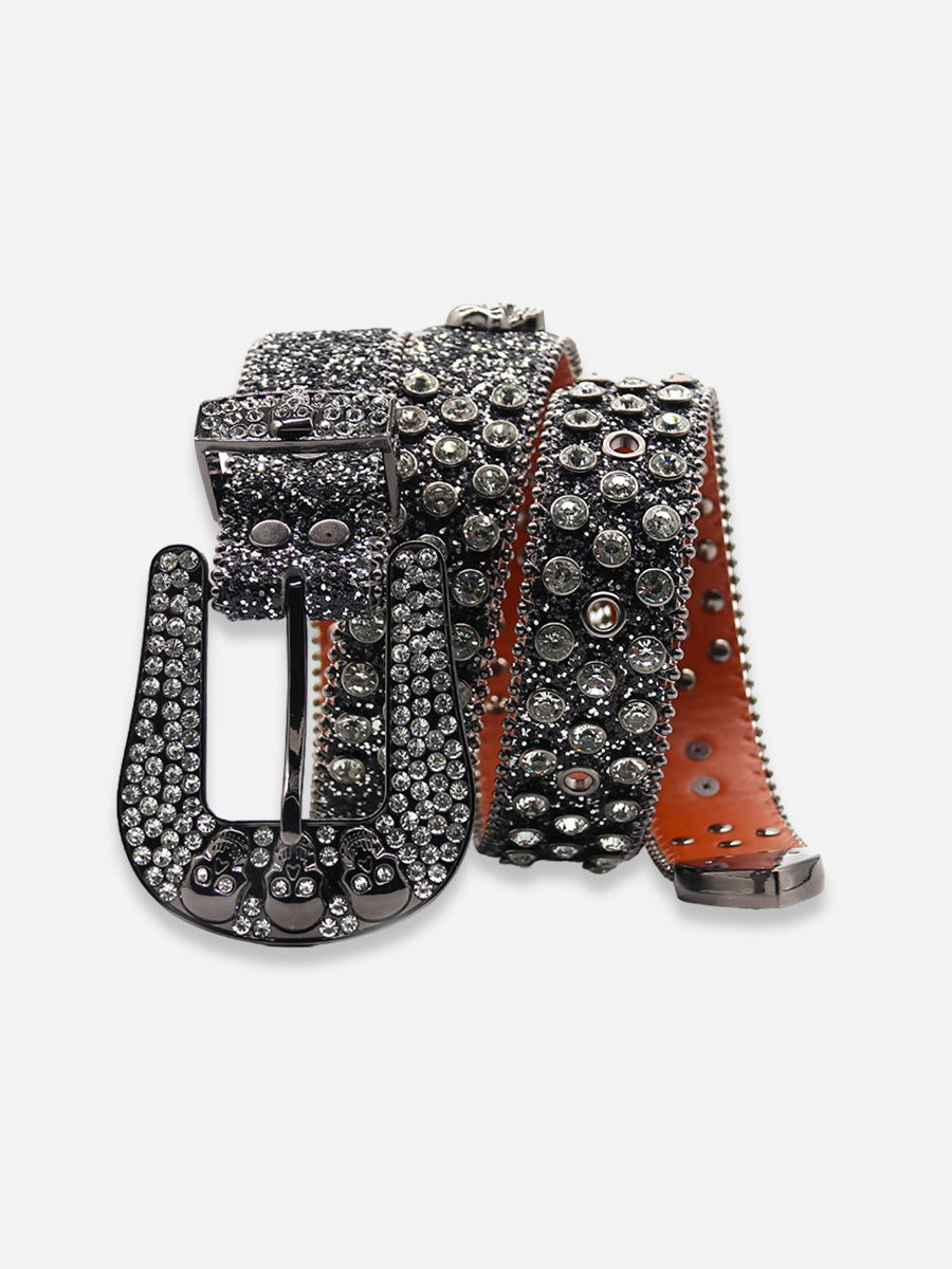 Death Skulls Rhinestone Belt