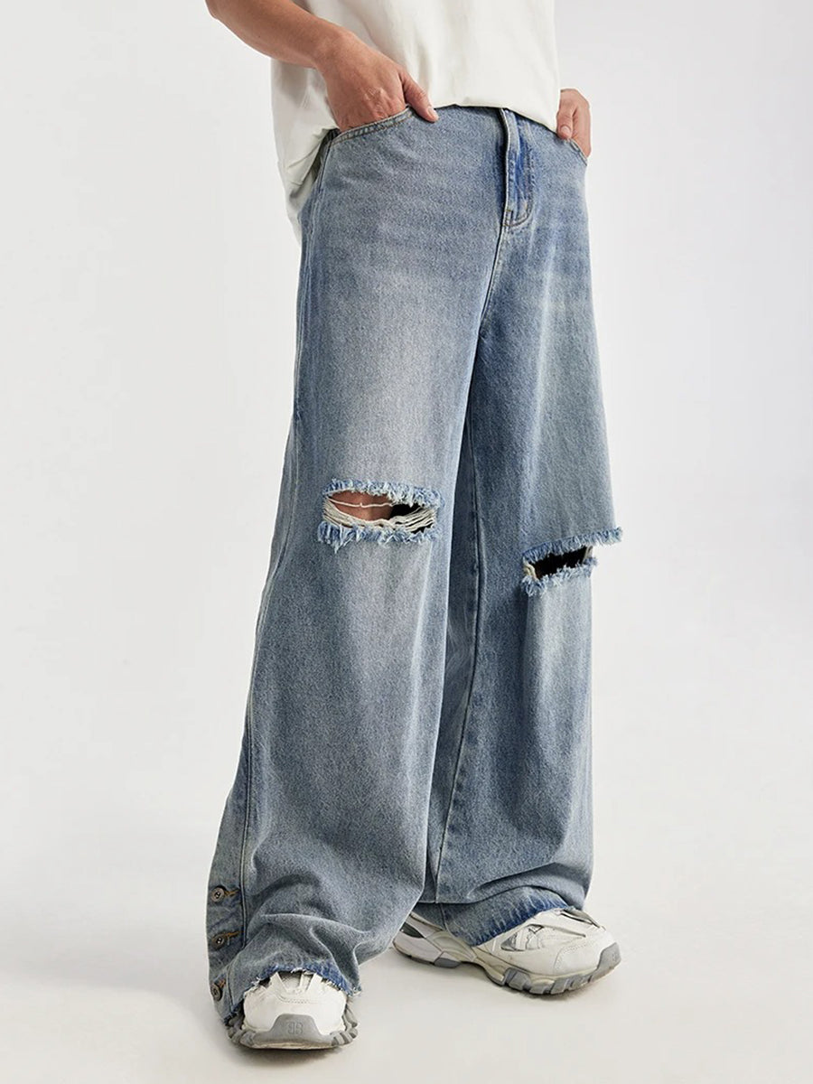 Light Blue Baggy Ripped Jeans