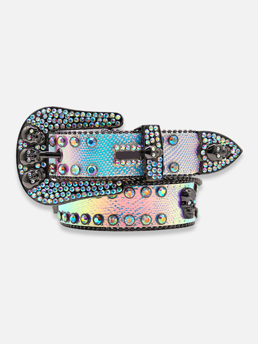 Death Skulls Rhinestone Belt