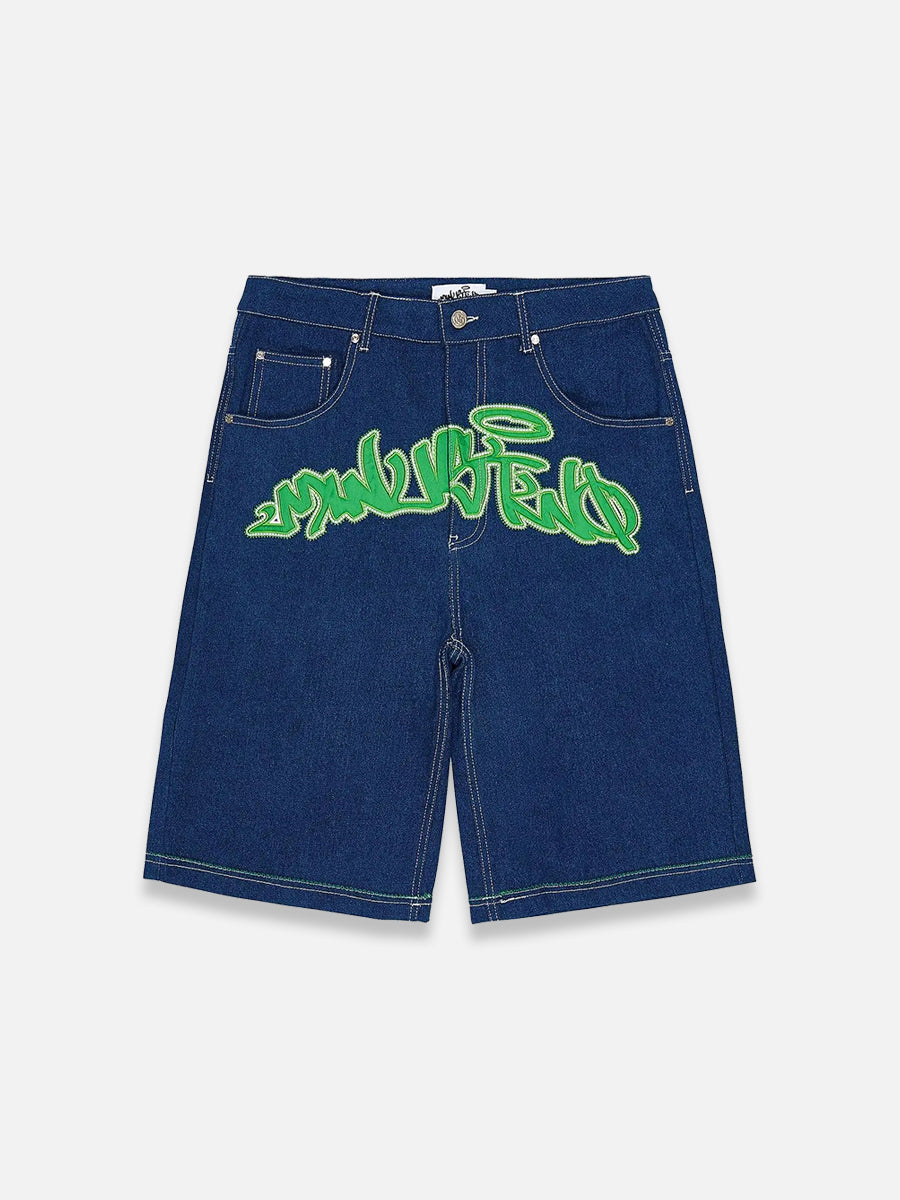 Y2K Embroidered Letter Jorts