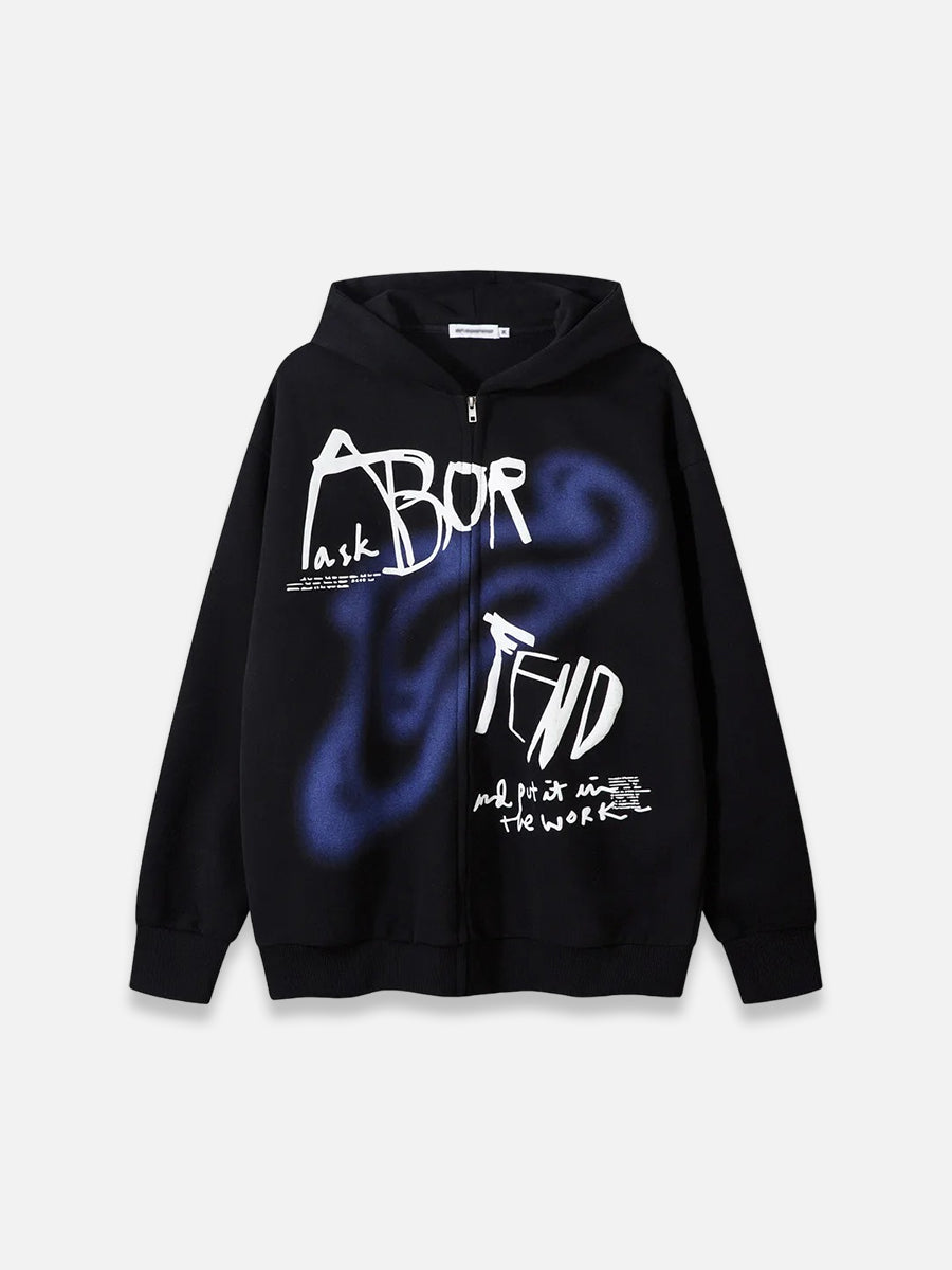 Aborfend Graphic Zip-up Hoodie