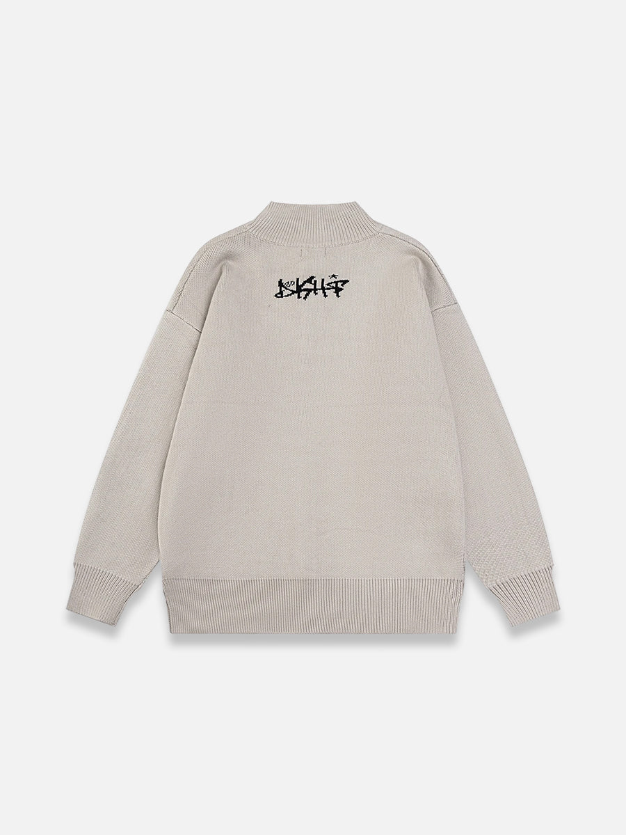 Letter Graphic Zipped Sweater