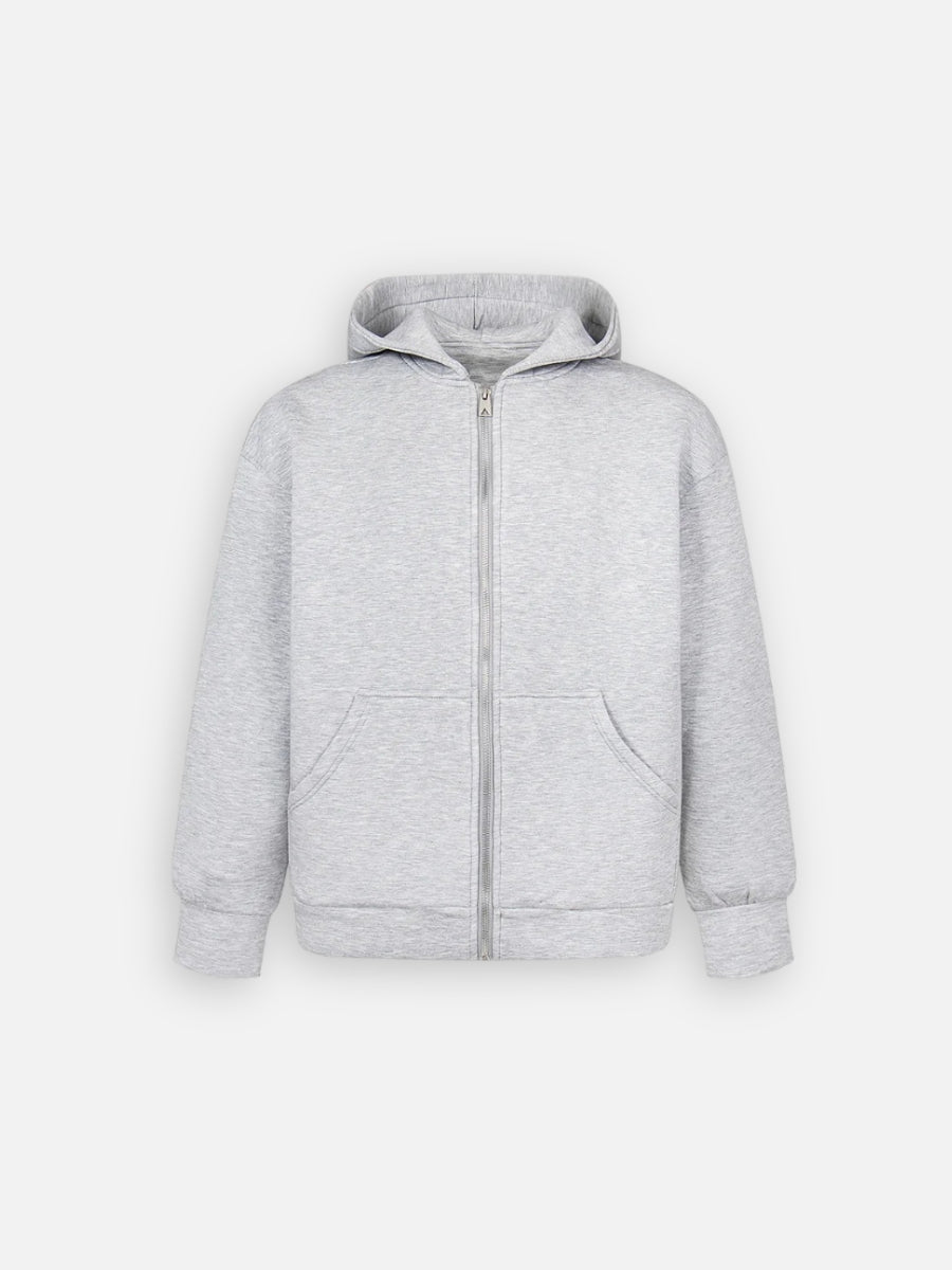 Grey Basic Zip-up Hoodie