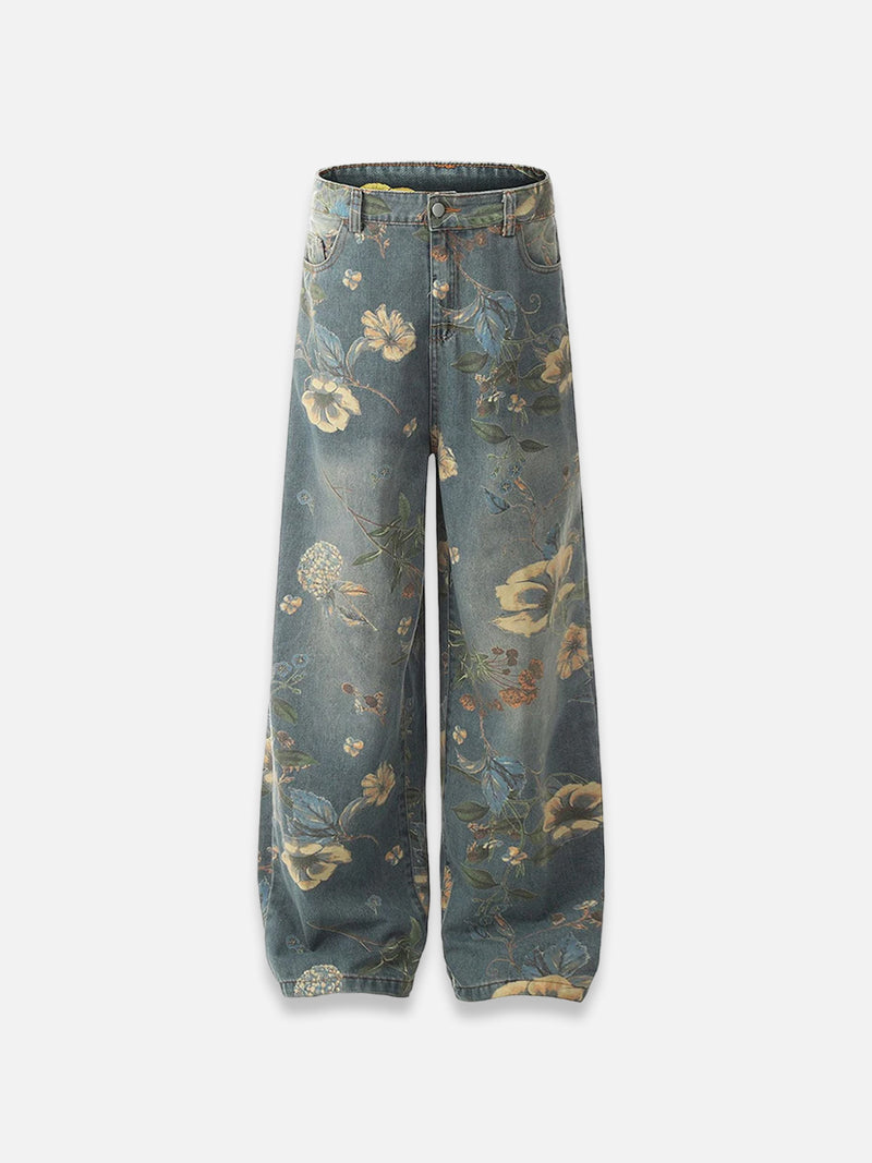 Floral Iconic Stretch Jeans, Black