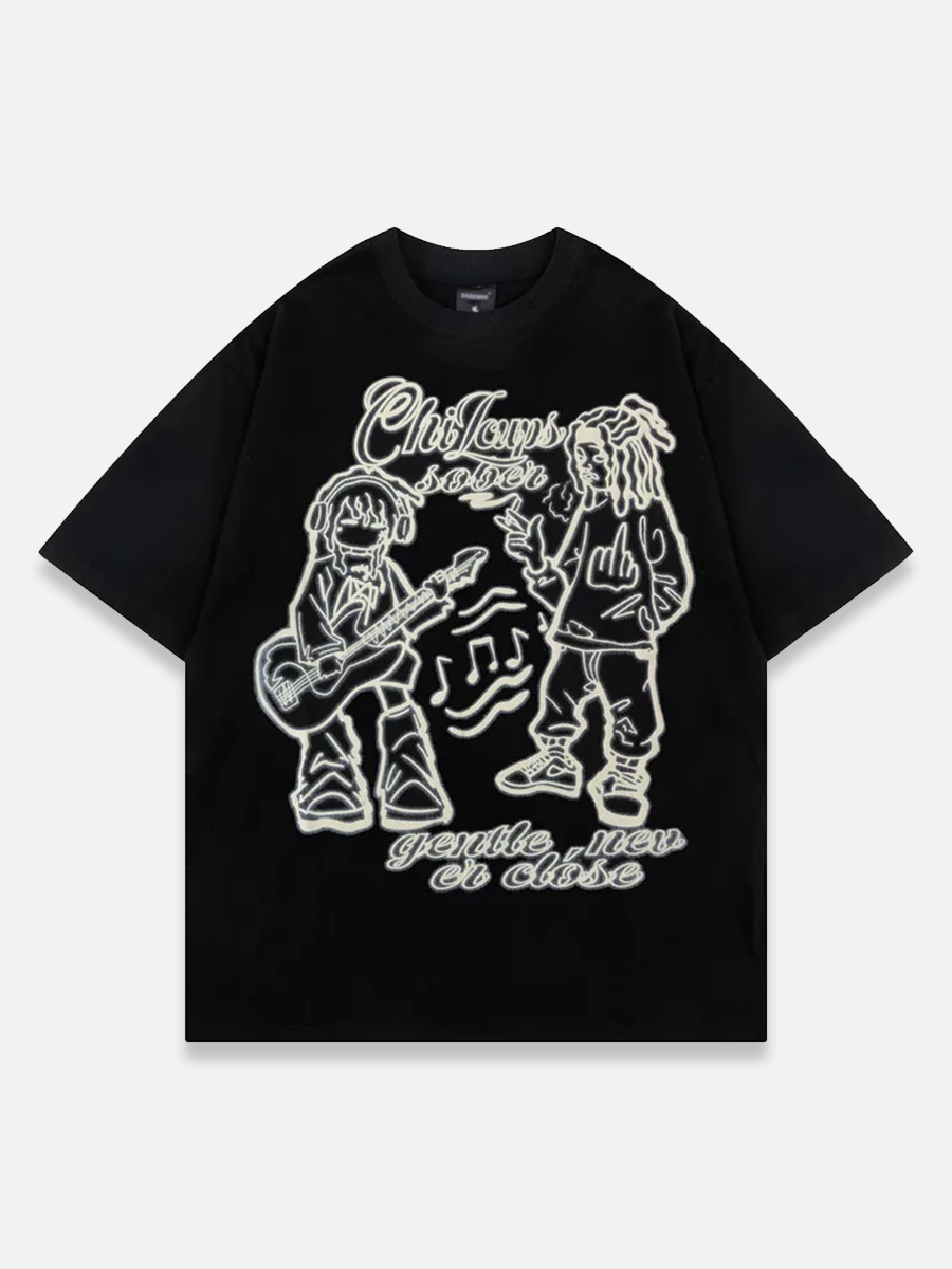 Cartoon Music Tee | SimpleStreet Black / L