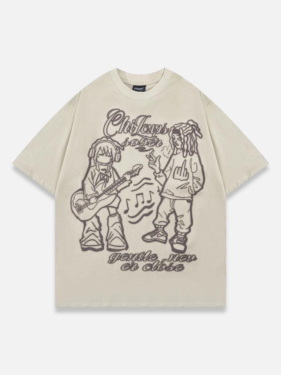 Cartoon Music Tee | SimpleStreet Khaki / XL