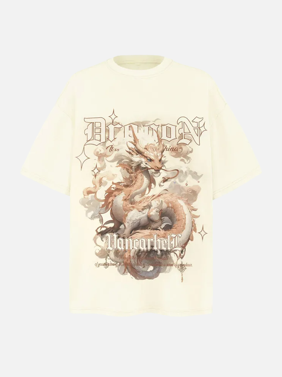 Dragon Print Tee | SimpleStreet Apricot / M