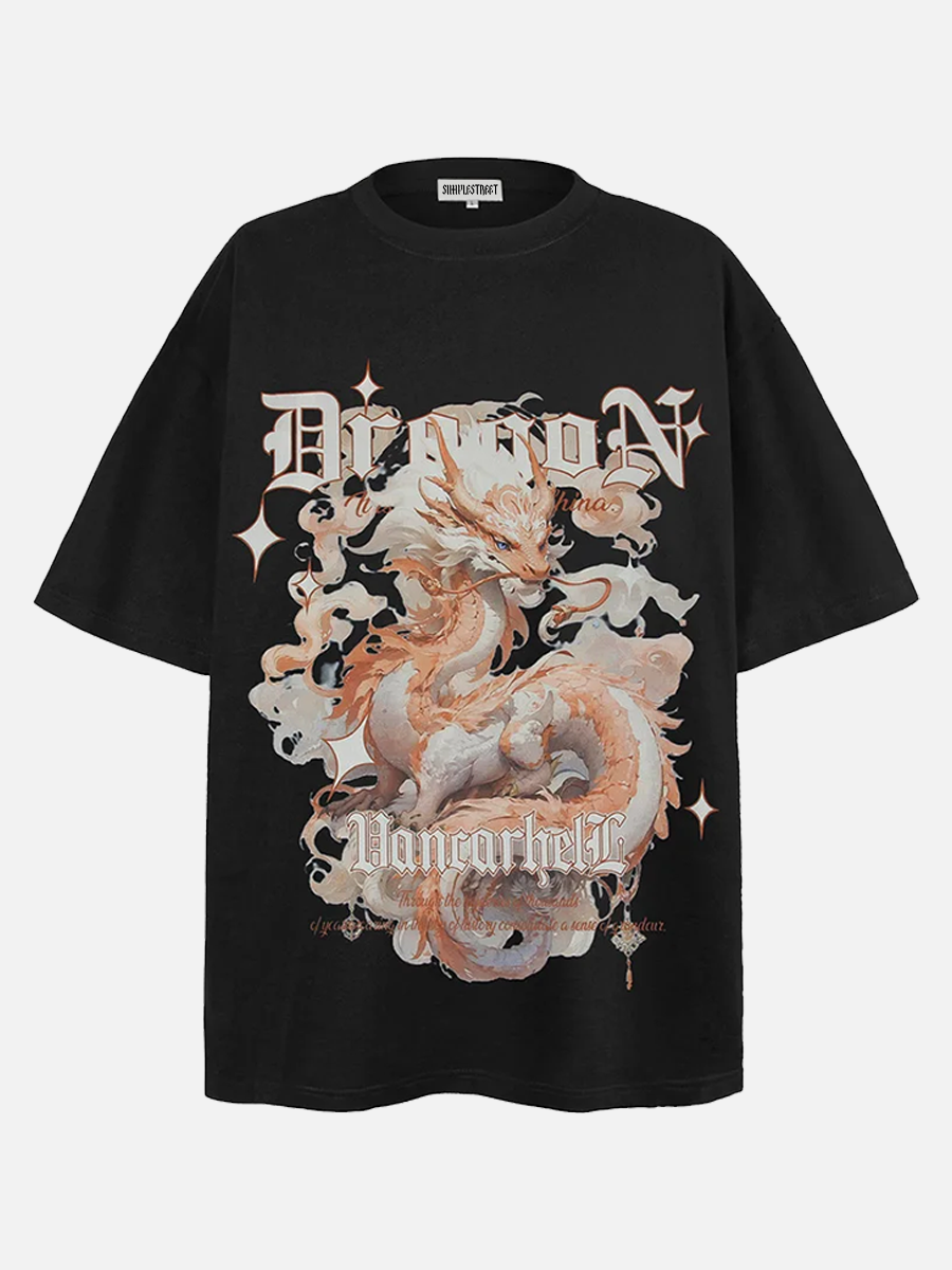 Dragon Print Tee | SimpleStreet black / M