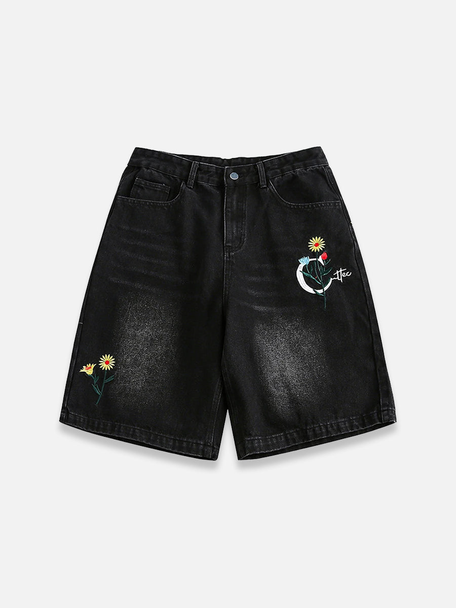 Flower Jorts | SimpleStreet black / M