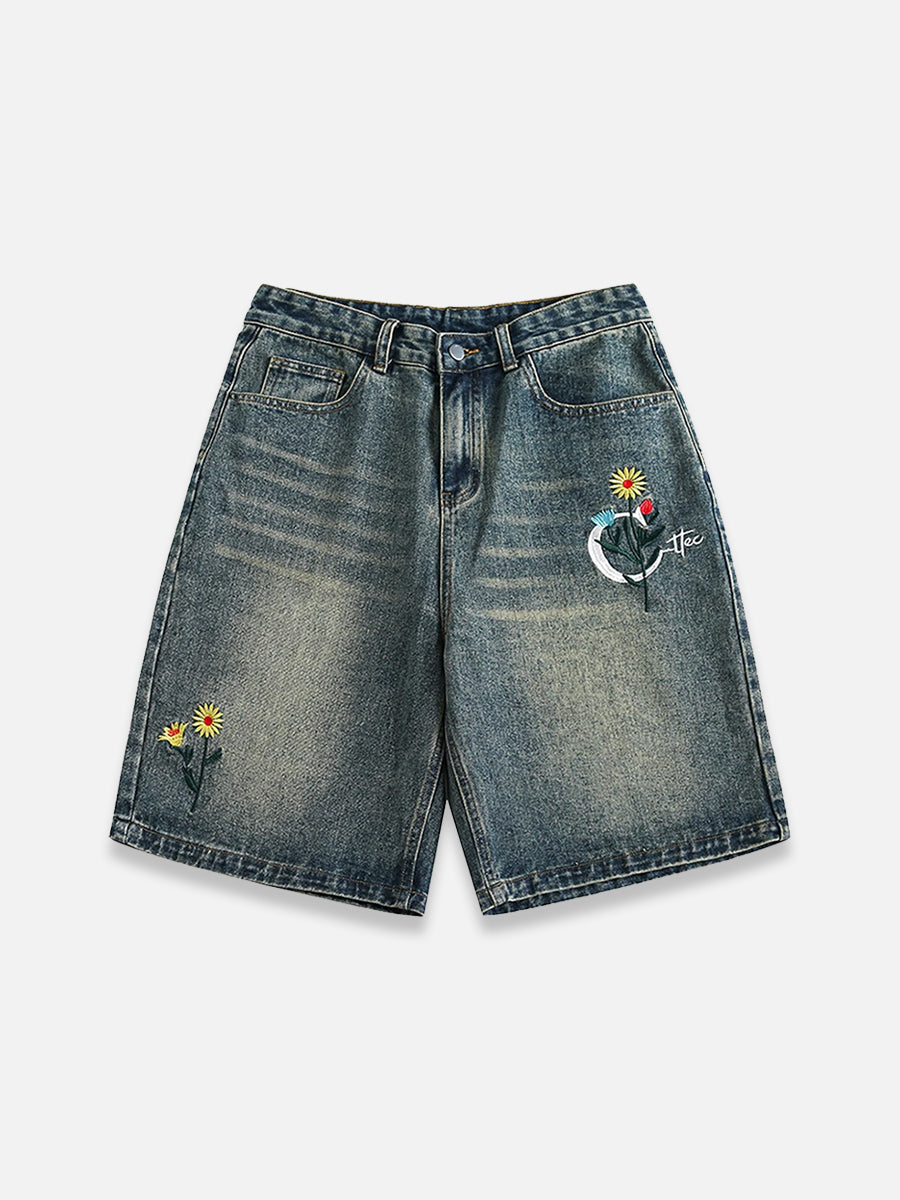 Flower Jorts | SimpleStreet dark blue / M