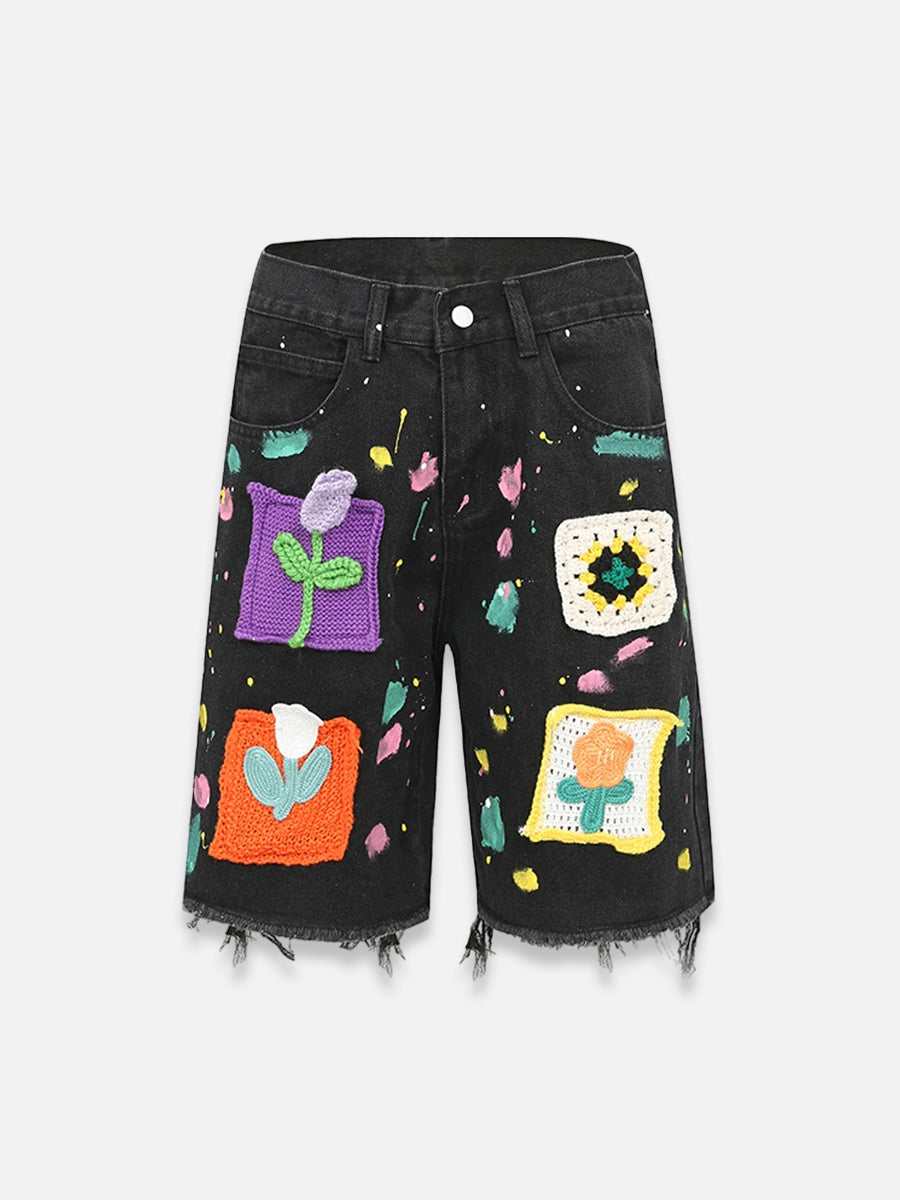 Flowers Jorts | SimpleStreet Black / M