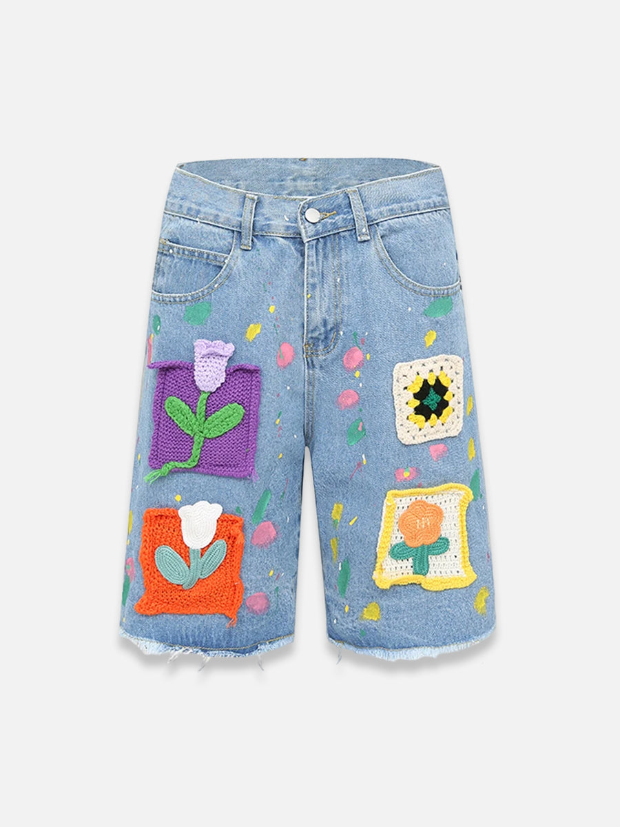 Flowers Jorts | SimpleStreet Blue / M